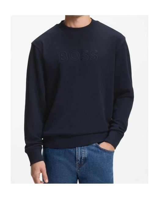 Boss Blue Relaxed-Fit Sweatshirt for men