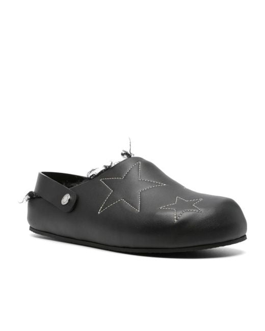 Stella McCartney Black Star Stitched Slip-On Slippers