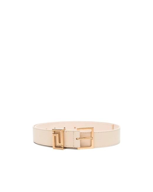 Versace Natural Square-Buckle Leather Belt
