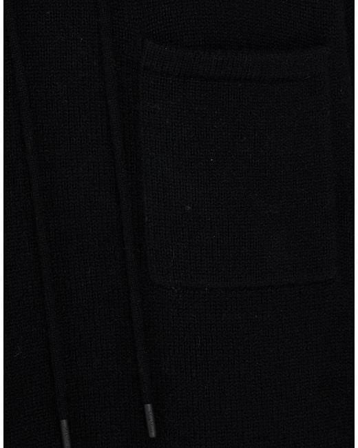 Max Mara Black Solid Color Hooded Knit Sweater