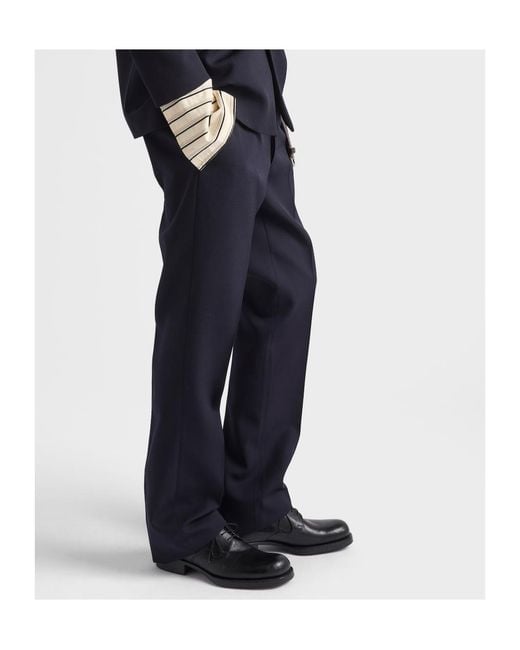 Prada Blue Wool Pants for men