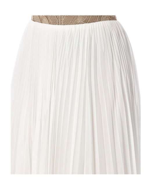 Ralph Lauren White Niccola Pleated Maxi Skirt
