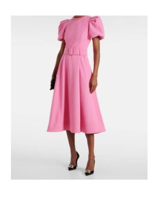 Rebecca Vallance Pink Rosita Puff-Sleeve Midi Dress