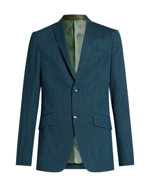Etro Blue Check Blazer for men
