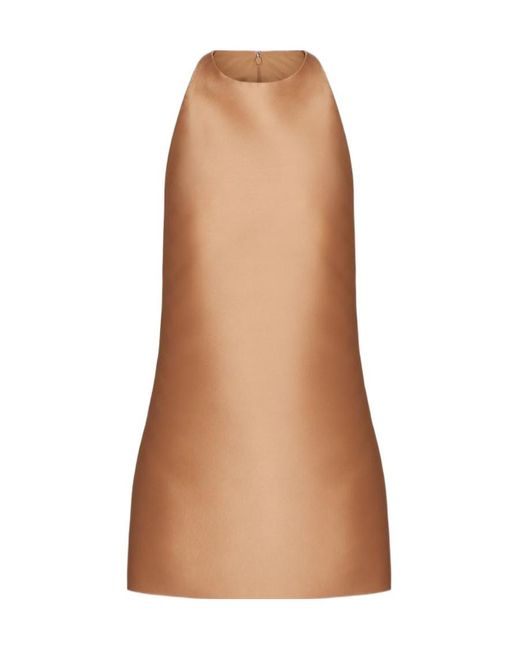 Valentino Brown Crewneck Sleeveless Mini Dress