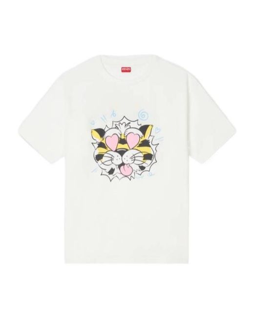 KENZO White Graphic Printed Short Sleeved T-Shirt for men