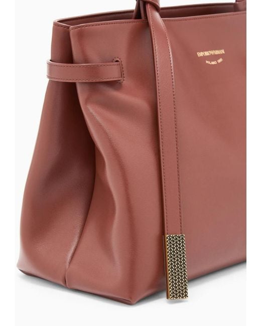 Emporio Armani Red Strap-Detail Leather Shoulder Bag