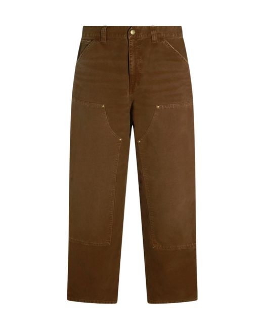 Carhartt Brown Double-Knee Cotton Trousers for men