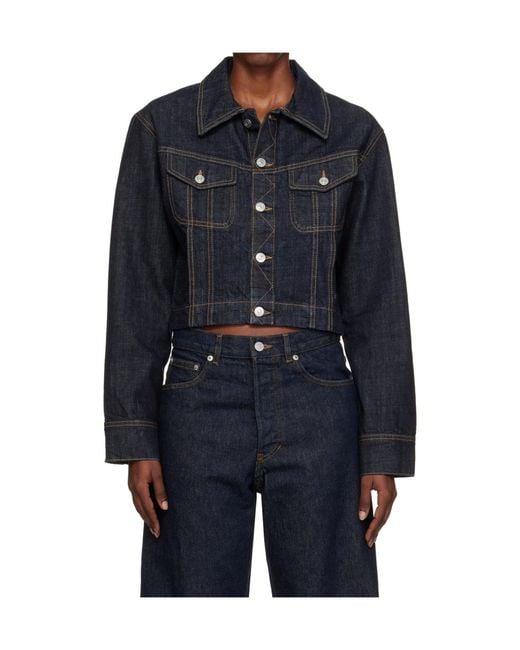 Victoria Beckham Black Button-Fastening Denim Jacket