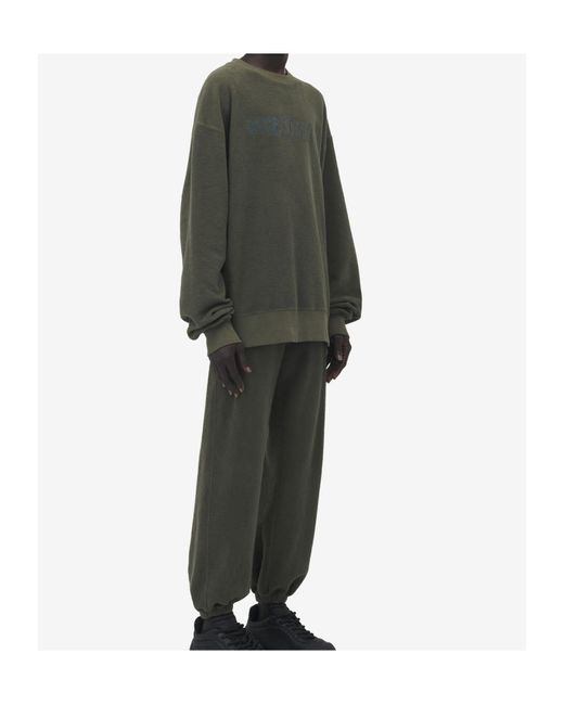 McQueen Green Logo Embroidered Crewneck Sweatshirt for men