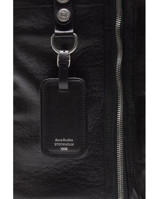 Acne Black Zip-Fastening Leather Shoulder Bag for men