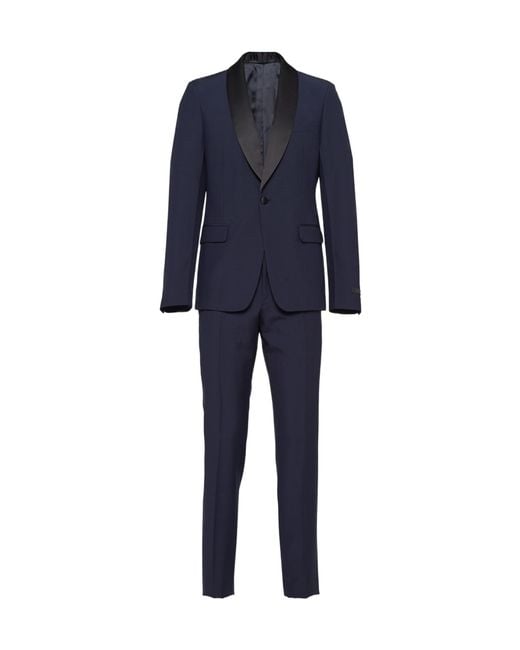 Prada Blue Single-Breasted Wool And Mohair Tuxedo for men