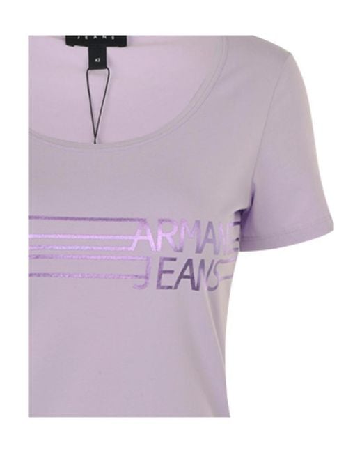 Armani Jeans Purple Logo Printed T-Shirt