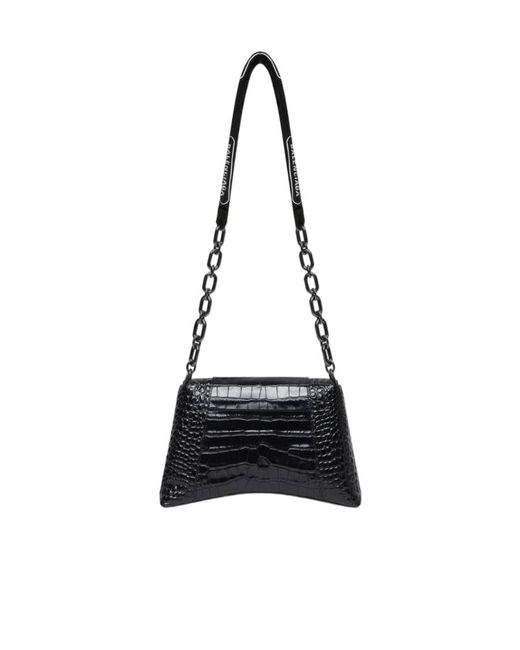 Balenciaga White Borsetta A Tracolla Downtown Con Catena E Lavorazione Coccodrillo Da Donna