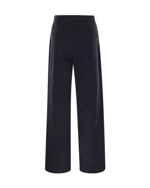 Max Mara Blue Pompeo Logo Embroidered Trousers