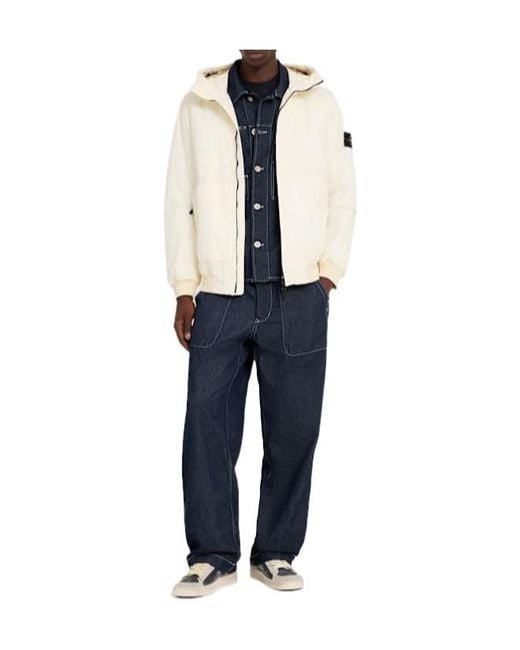 Stone Island Blue Nylon Bomber Jacket for men