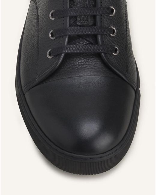 Lanvin Black Grained Leather Sneakers for men