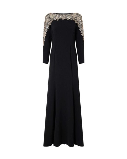 Jenny Packham Black Embellished Jersey Gown