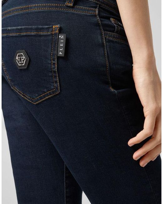Philipp Plein Blue Logo Details Jeans