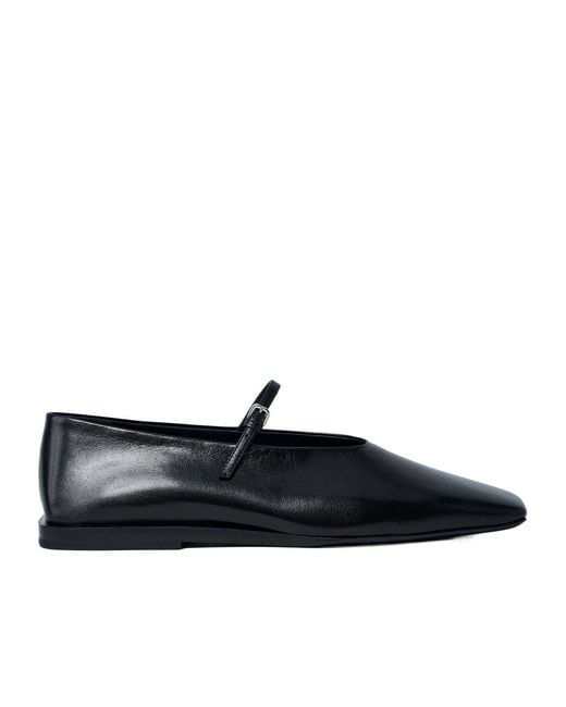 Jil Sander Black Ankle Buckle Strap Flat Shoes