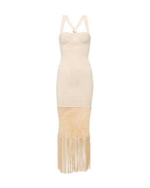 Galvan White Diana Fringed Midi Dress
