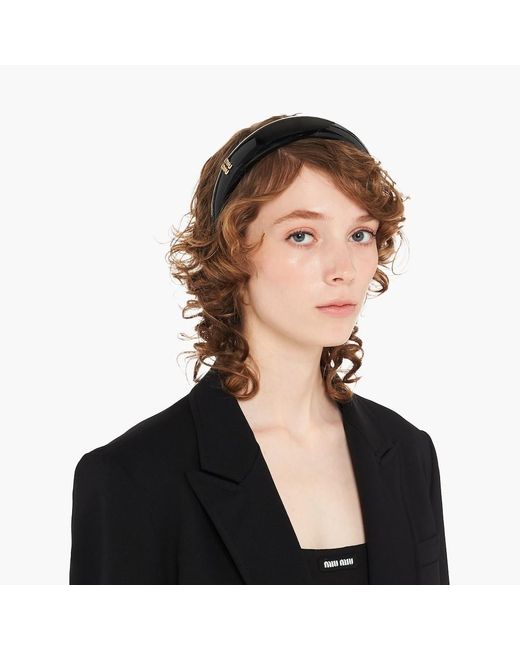 Miu Miu Black Logo Plaque Headband