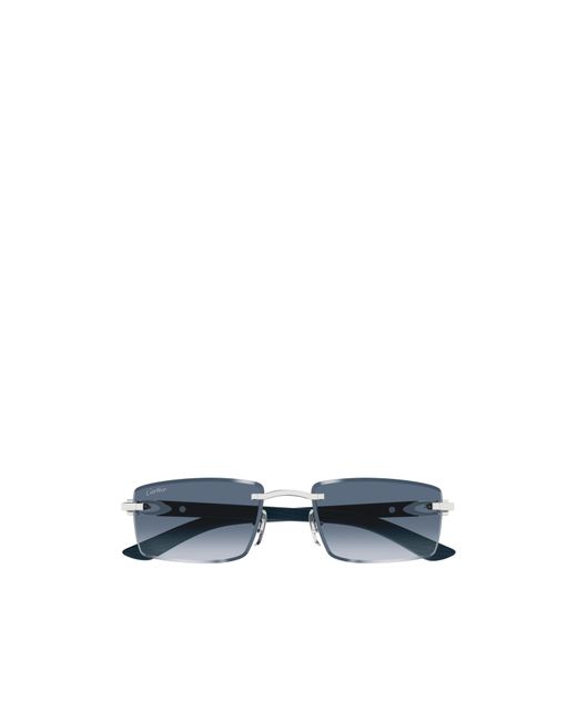 Cartier Blue Frameless Rectangular Frame Sunglasses for men