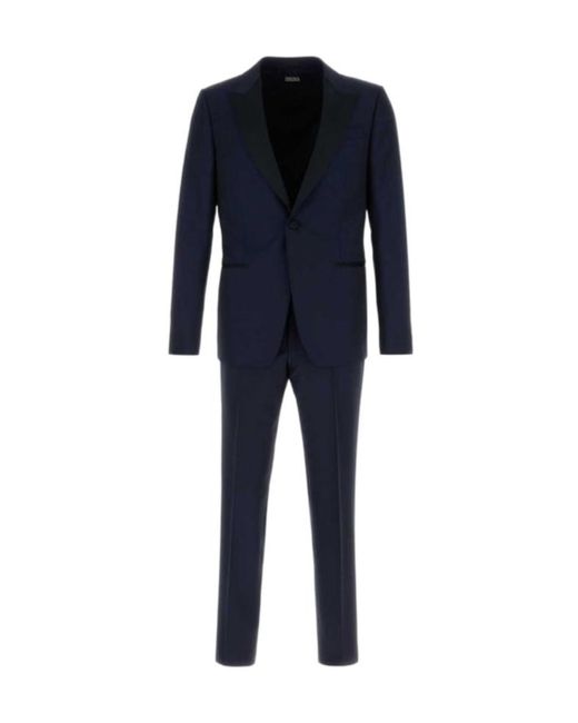 Zegna Blue Long-Sleeved Suit for men