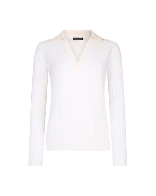 Liu Jo White V-Neck Knitted Top