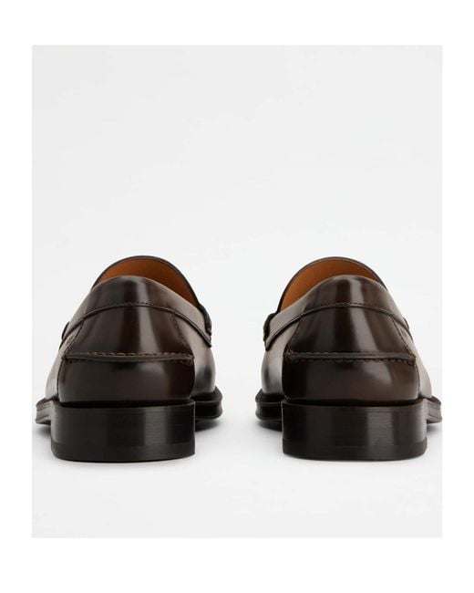 Tod's Black Round Head Loafer Shoes for men