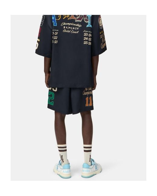 Amiri Black Varsity Patch Shorts for men