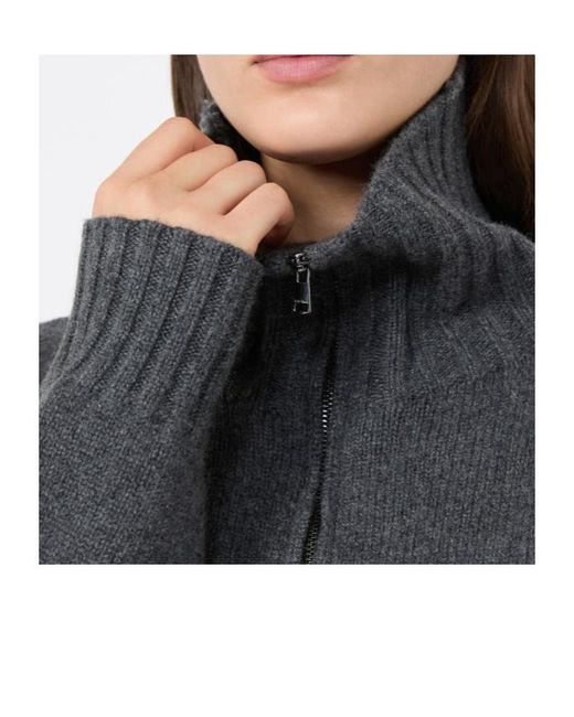 Max Mara Gray Cashmere Yarn High-Neck Sweater