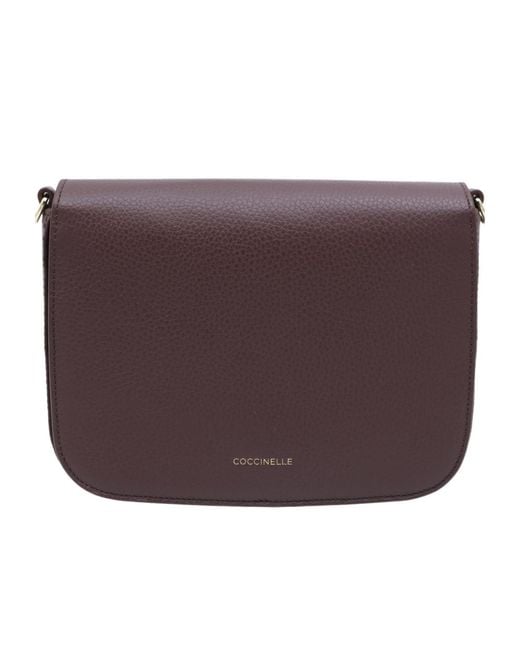 Coccinelle Purple Flap Logo Shoulder Bag