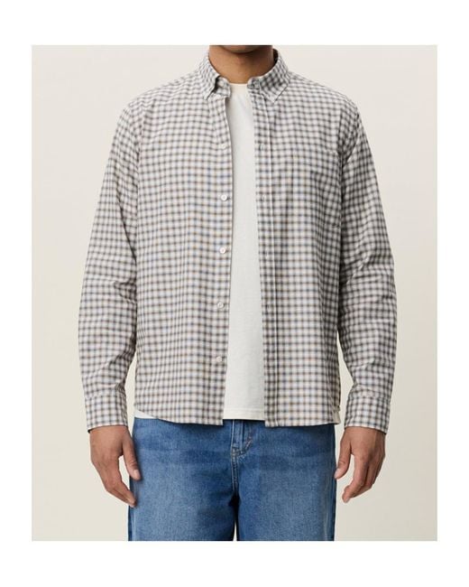 Les Deux Gray Check-Pattern Button-Down Shirt for men