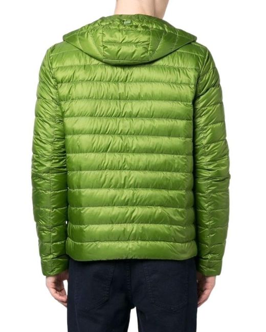 Herno Green Hooded Quilted Down Jacket for men