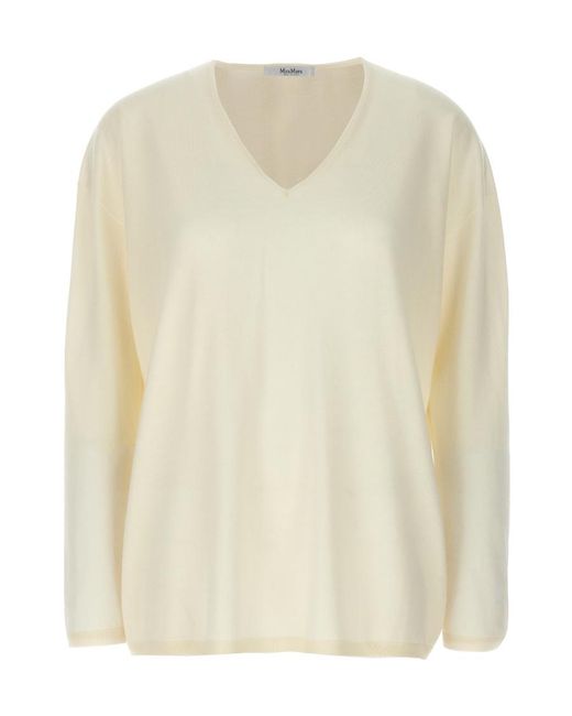 Max Mara Natural Cashmere V-Neck Sweater