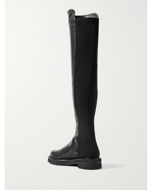 Stuart Weitzman Black Lug-Sole Knee-High Boots