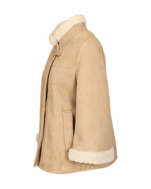 Fay Natural Stand Collar Leather Jacket