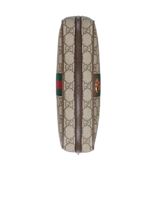 Gucci Gray Web Striped Toiletry Case