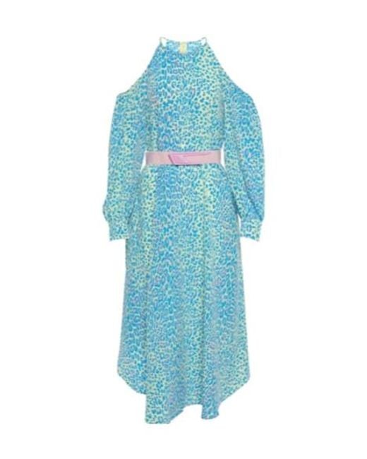 Stella McCartney Blue Animal-Print Silk Midi Dress