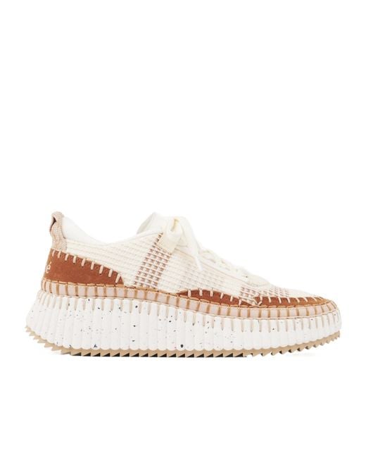 Chloé Natural Chloé Lower-Impact Mesh Nama Sneakers