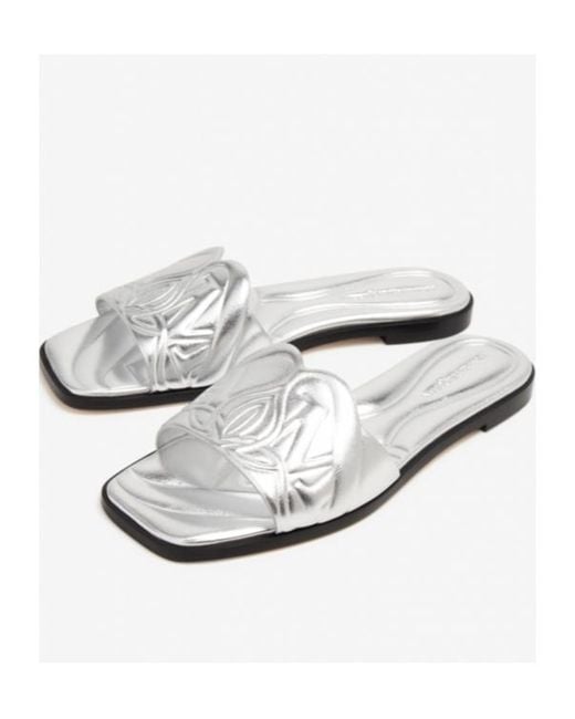 McQueen White Slip-On Flat Sandals