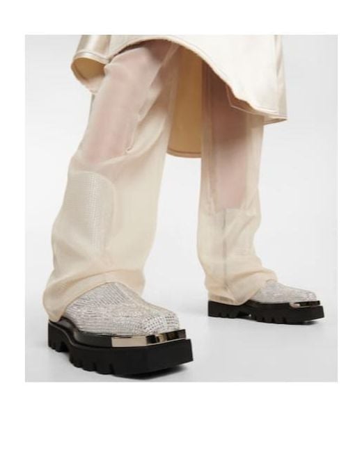 Peter Do Gray Crystal-Embellished Leather Boots