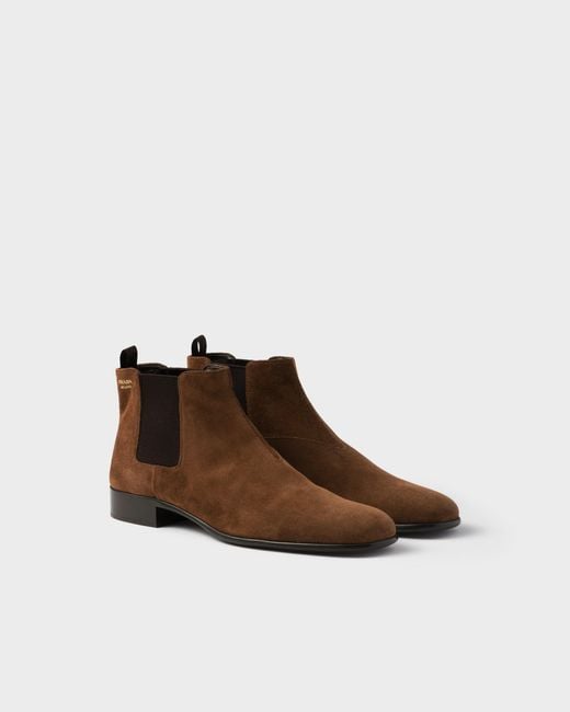 Prada Brown Slip-On Ankle Boots