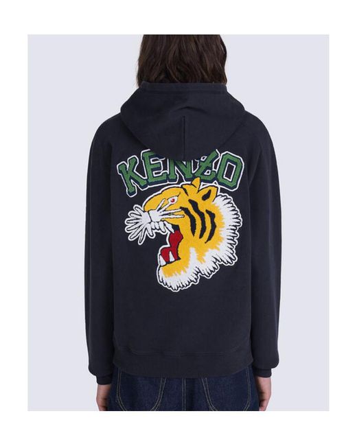 KENZO Blue Logo Tiger Patch Hoodie for men