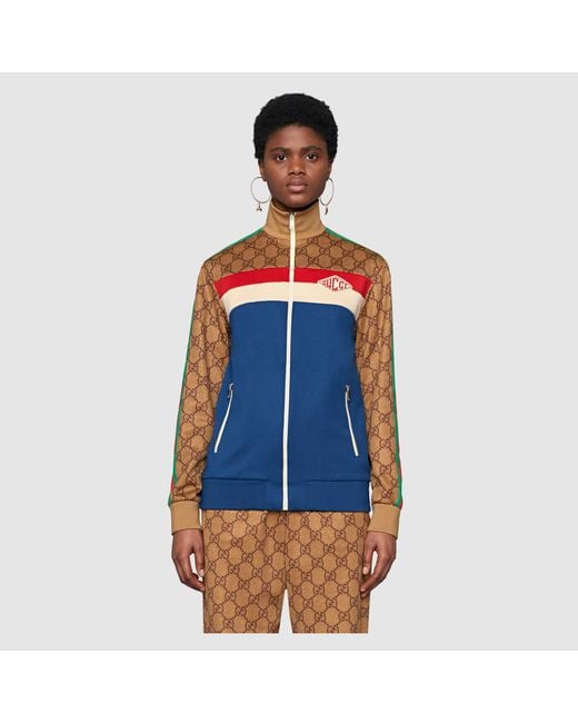 Gucci Blue Gg Technical Jersey Jacket