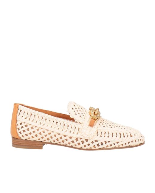 Tory Burch Natural Round Toe Two-Tone Loafers