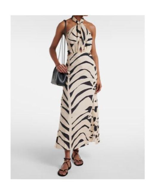 Johanna Ortiz Metallic Printed Cutout Halterneck Cotton Maxi Dress