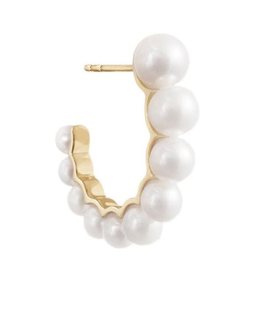 Sophie Bille Brahe White 14K Petit Boucle De Perle Earring