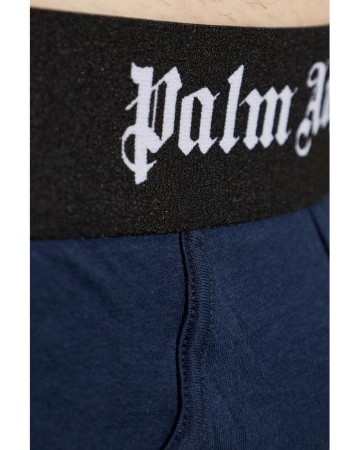 Palm Angels Blue Solid Color Underwear Set for men
